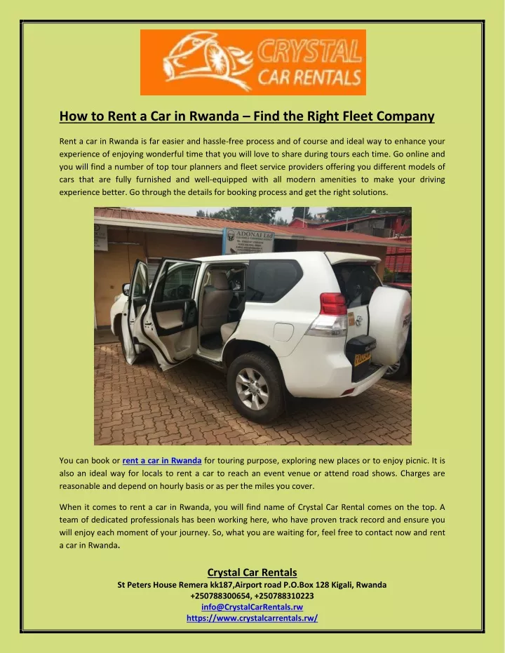 how to rent a car in rwanda find the right fleet