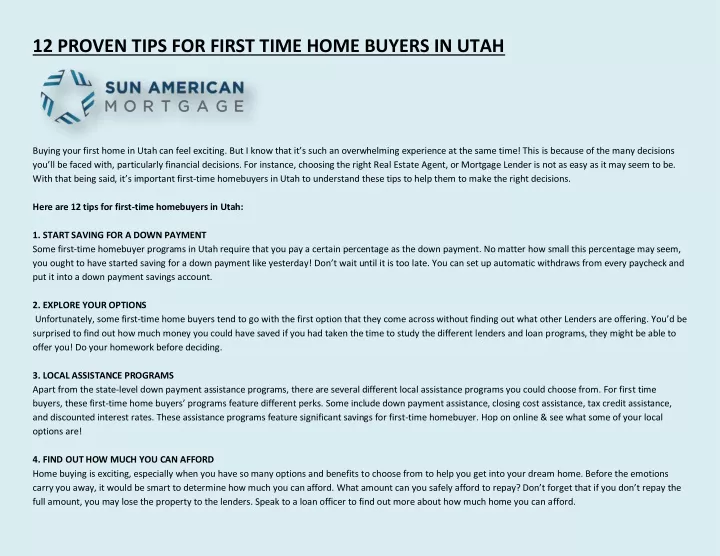 12 proven tips for first time home buyers in utah