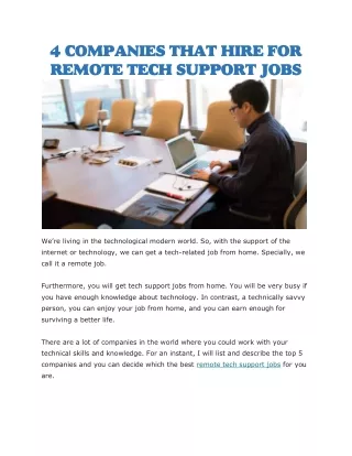 Remote tech support jobs