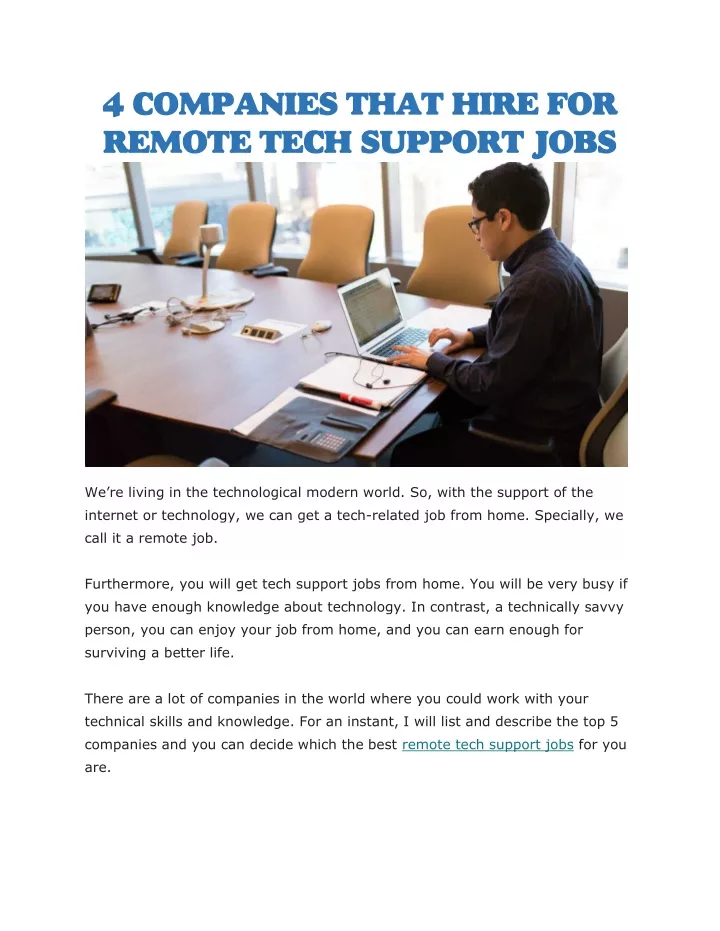 4 companies that hire for remote tech support jobs