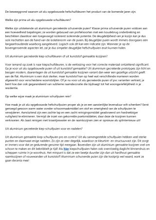 De reden waarom uit alu gecreëerde hefschuifdeuren het artikel van de toekomst zijn.