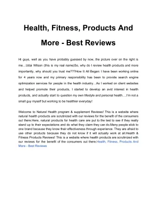 Health, Fitness, Products And More - Best Reviews