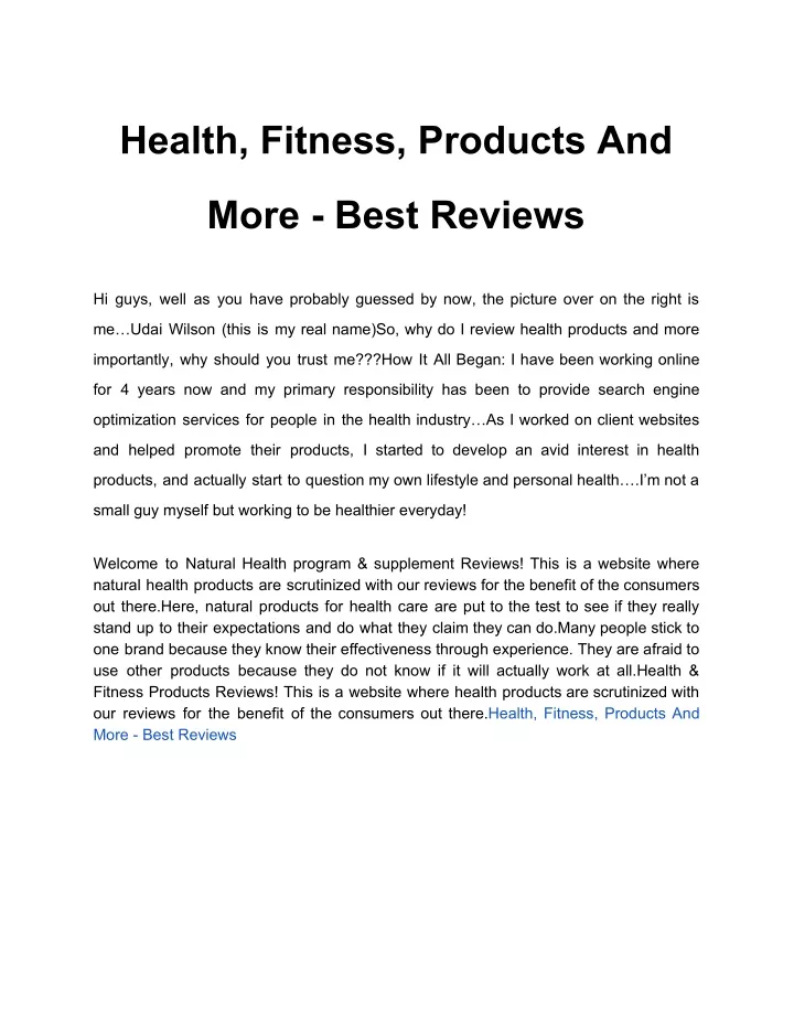 health fitness products and