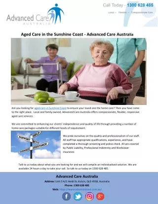 Aged Care in the Sunshine Coast - Advanced Care Australia