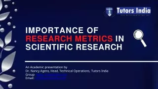 Importance of Research Metrics in Scientific Research –TutorsIndia.com