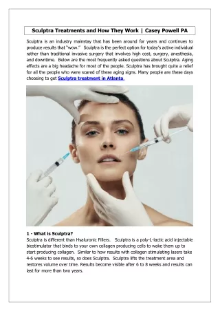 Sculptra Treatments and How It Work?