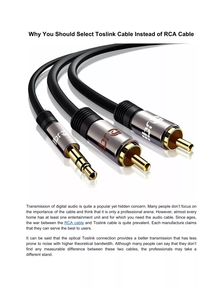 why you should select toslink cable instead