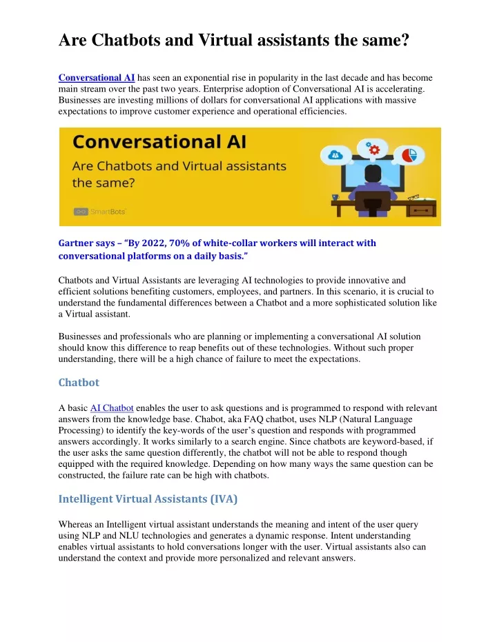 are chatbots and virtual assistants the same