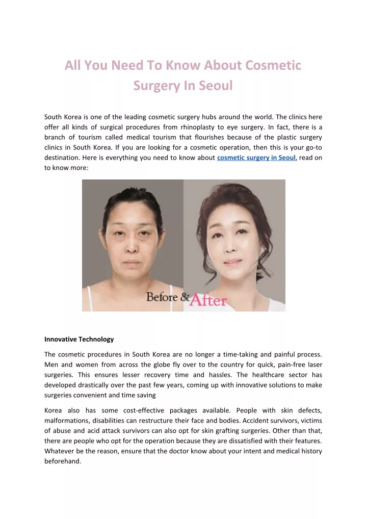 all you need to know about cosmetic surgery