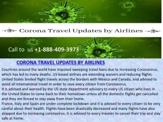 CORONA TRAVEL UPDATES BY AIRLINES