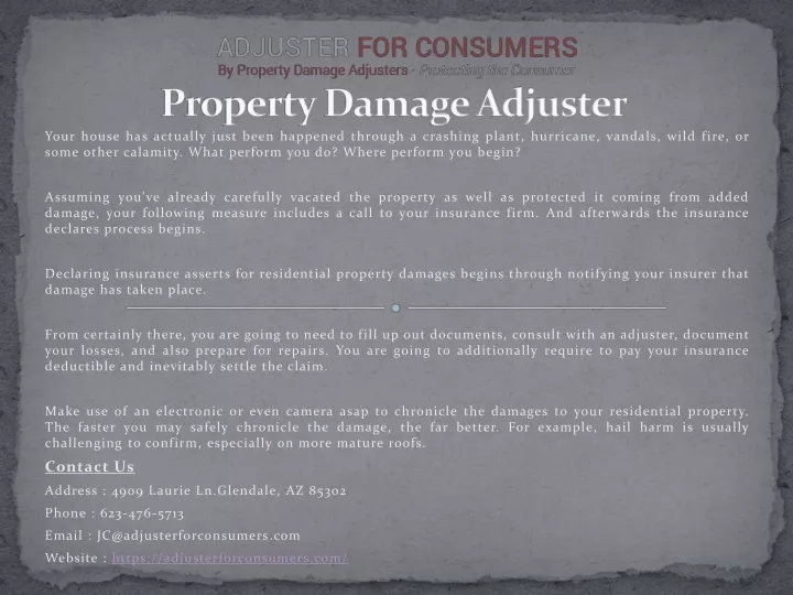 property damage adjuster