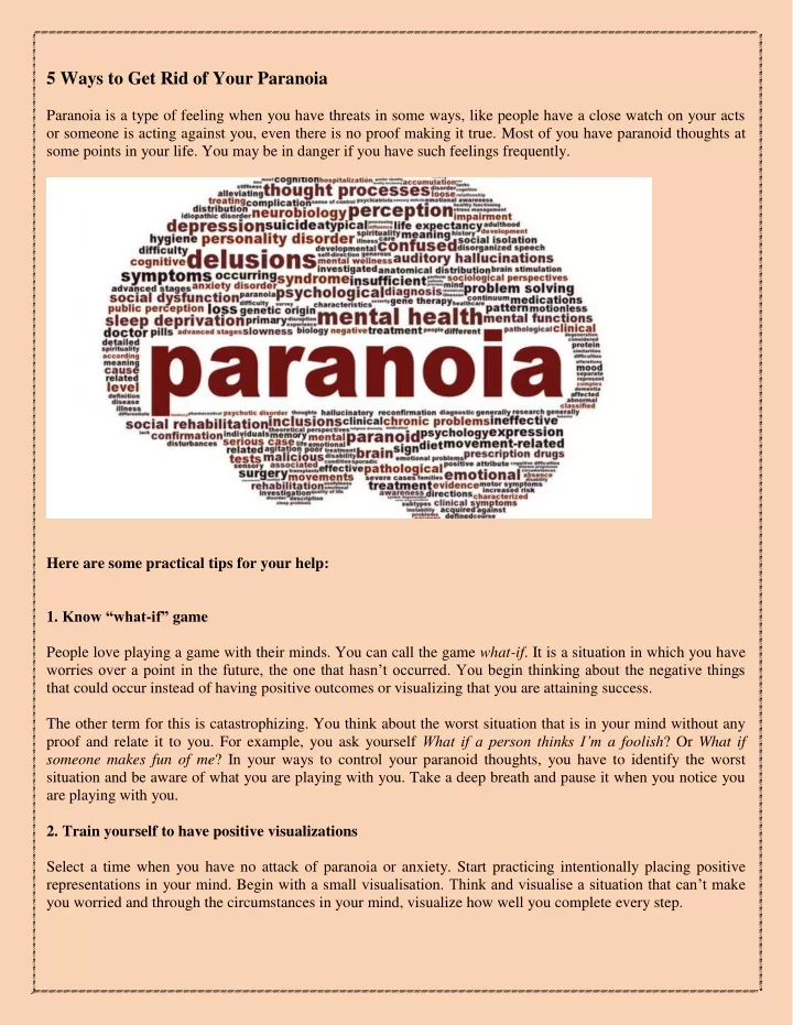 5 ways to get rid of your paranoia paranoia
