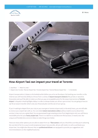 How Airport Taxi can impact your travel at Toronto
