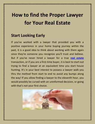 How to find the Proper Lawyer for Your Real Estate