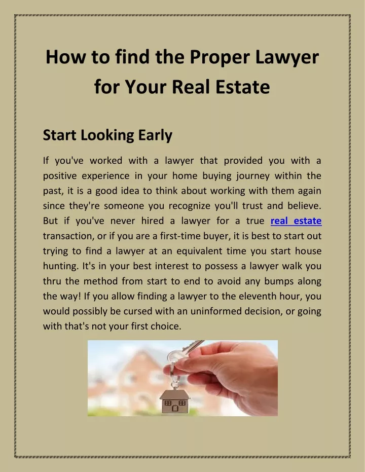 how to find the proper lawyer for your real estate