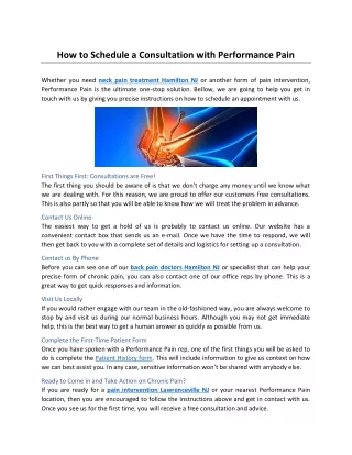 how to schedule a consultation with performance