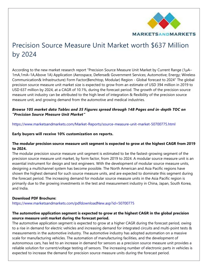 precision source measure unit market worth