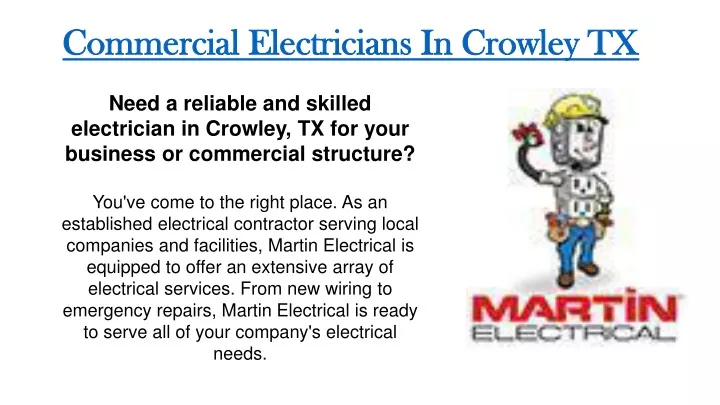 commercial electricians in crowley tx