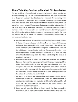 tips of subtitling services in mumbai