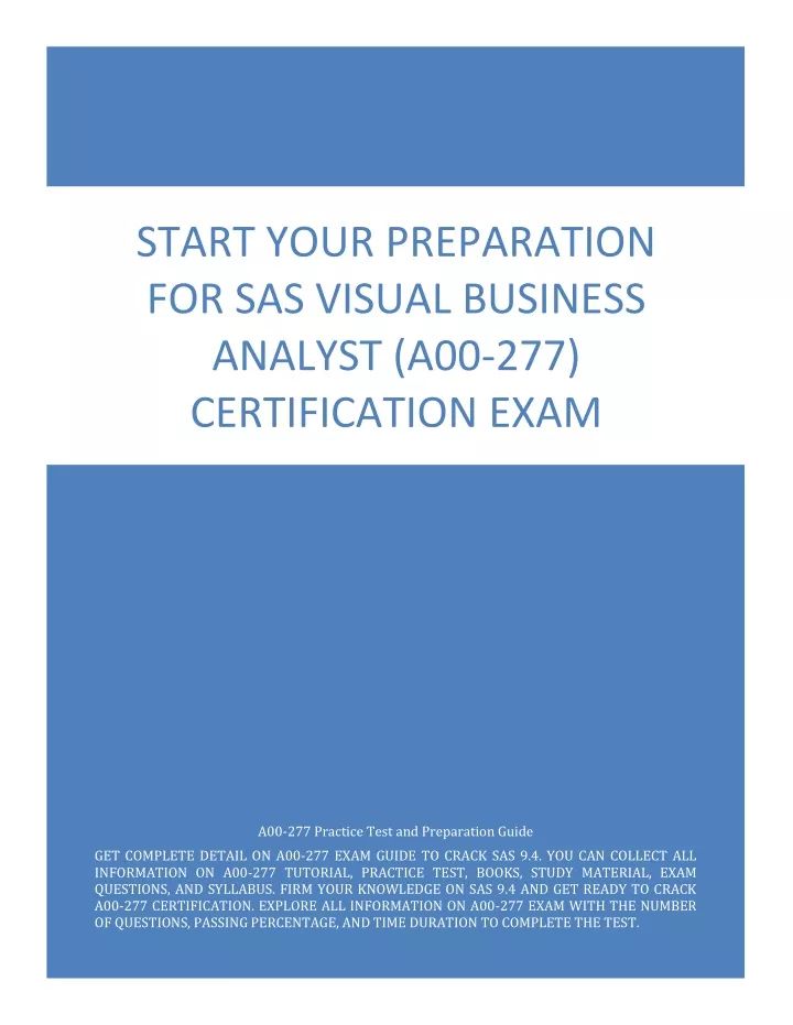 start your preparation for sas visual business