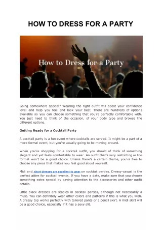 HOW TO DRESS FOR A PARTY
