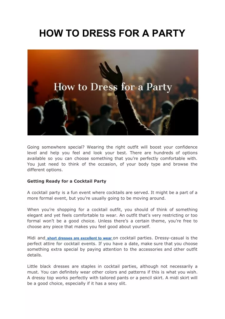 how to dress for a party