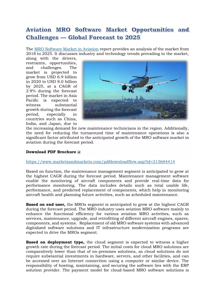 the mro software market in aviation report