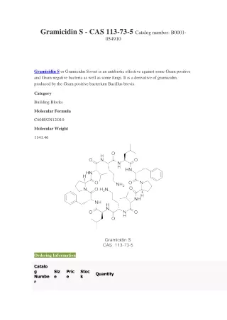 gramicidin s cas 113 73 5 catalog number b0001