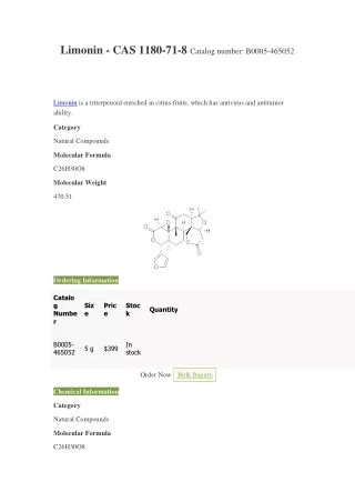 limonin cas 1180 71 8 catalog number b0005 465052
