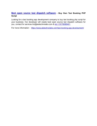 best open source taxi dispatch software