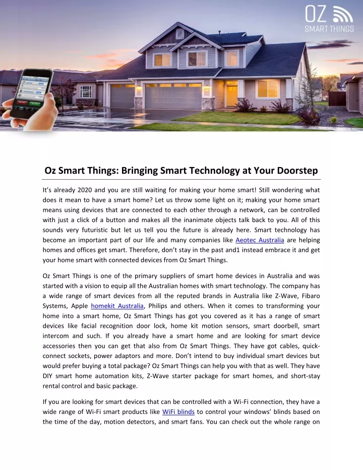 oz smart things bringing smart technology at your