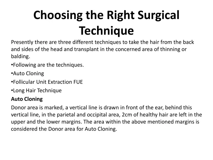 choosing the right surgical technique