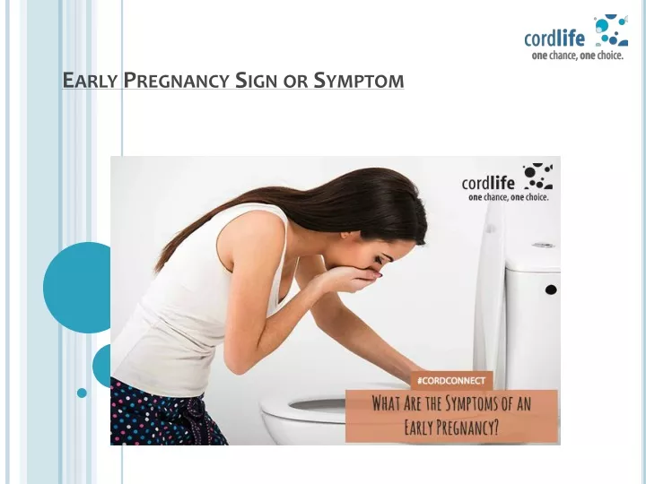 early pregnancy sign or symptom