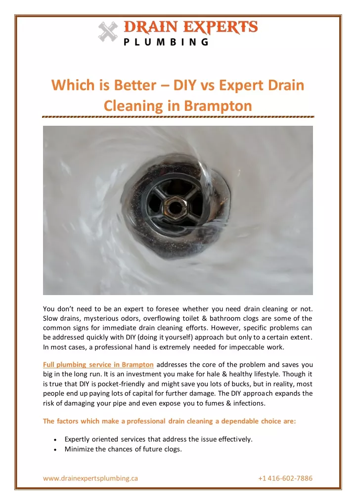 which is better diy vs expert drain cleaning