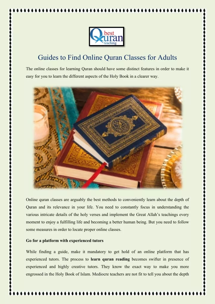 guides to find online quran classes for adults