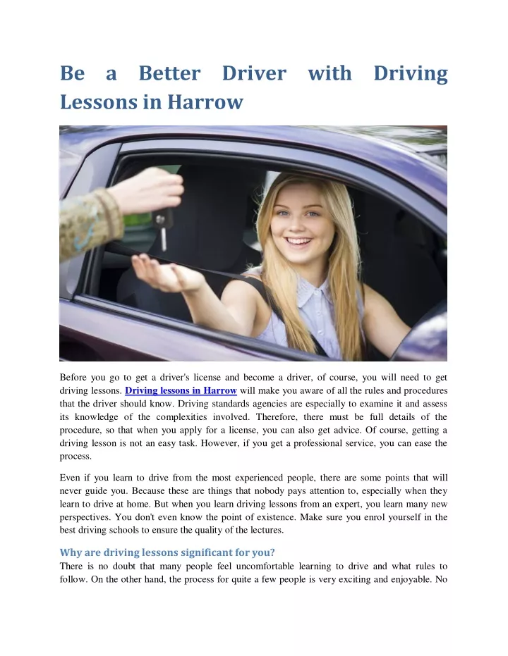 be a better driver with driving lessons in harrow