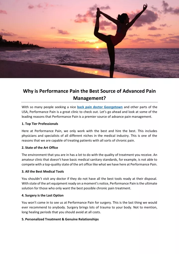 why is performance pain the best source