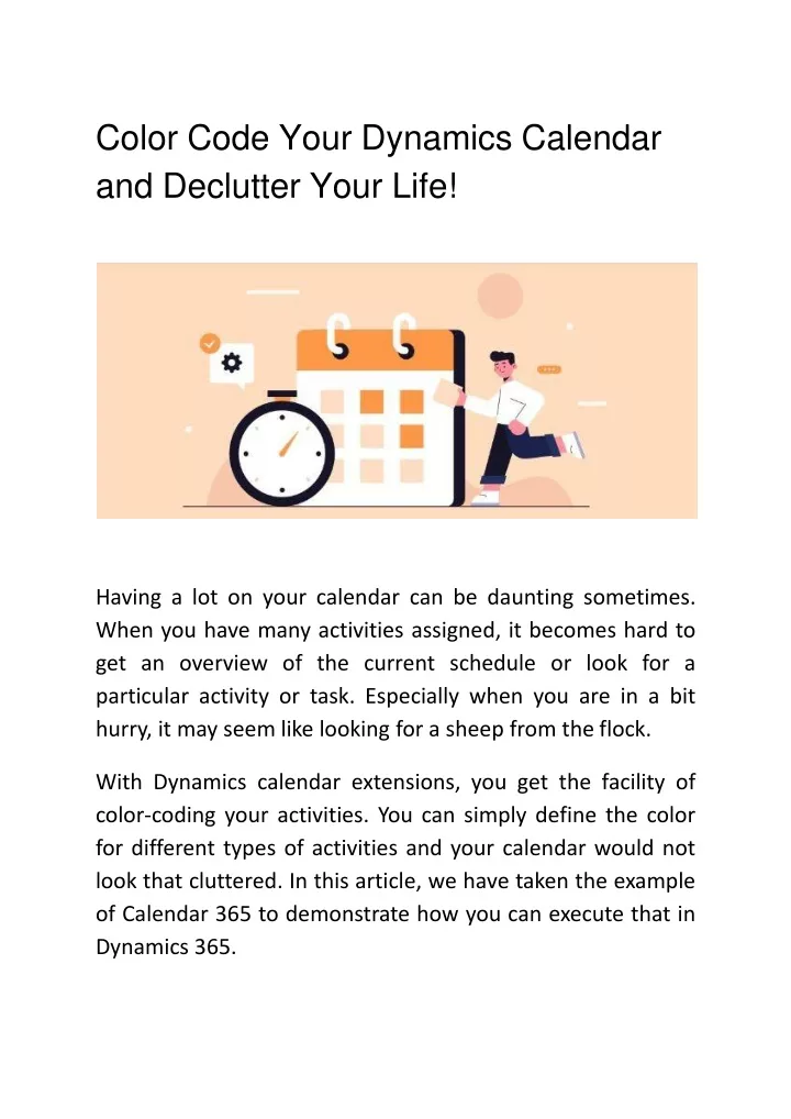 color code your dynamics calendar and declutter your life