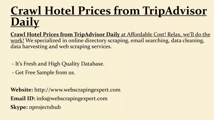 crawl hotel prices from tripadvisor daily