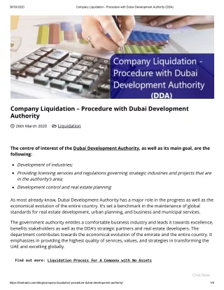 Company Liquidation - Procedure With Dubai Development Authority (DDA)