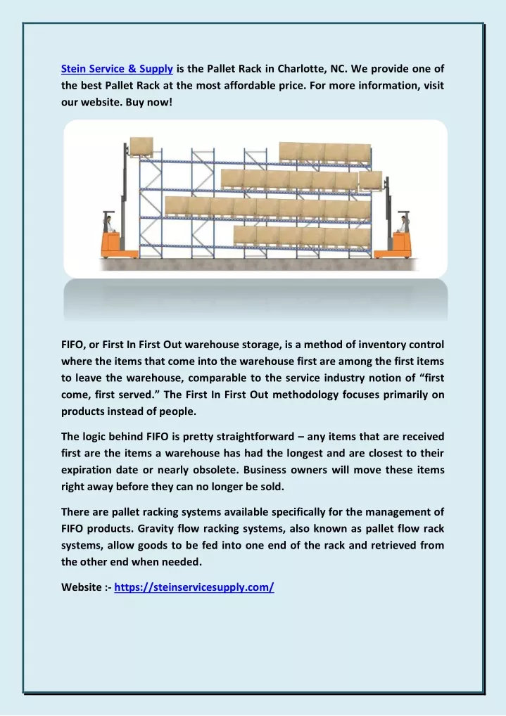 stein service supply is the pallet rack