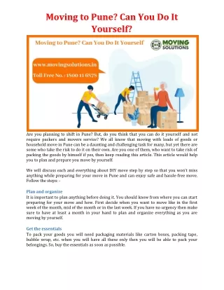 moving to pune can you do it yourself