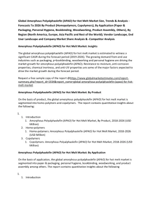 global amorphous polyalphaolefin apao