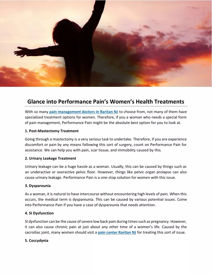glance into performance pain s women s health
