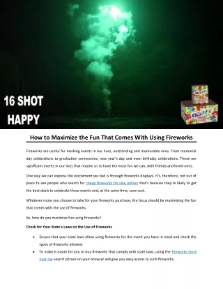 How to Maximize the Fun That Comes With Using Fireworks