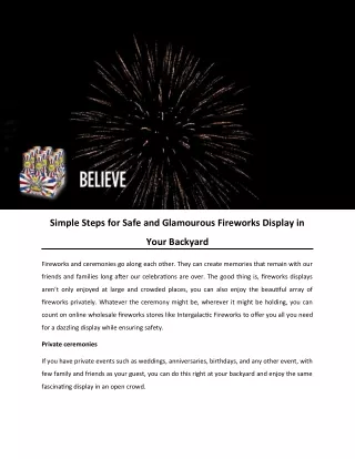 Simple Steps for Safe and Glamourous Fireworks Display in Your Backyard