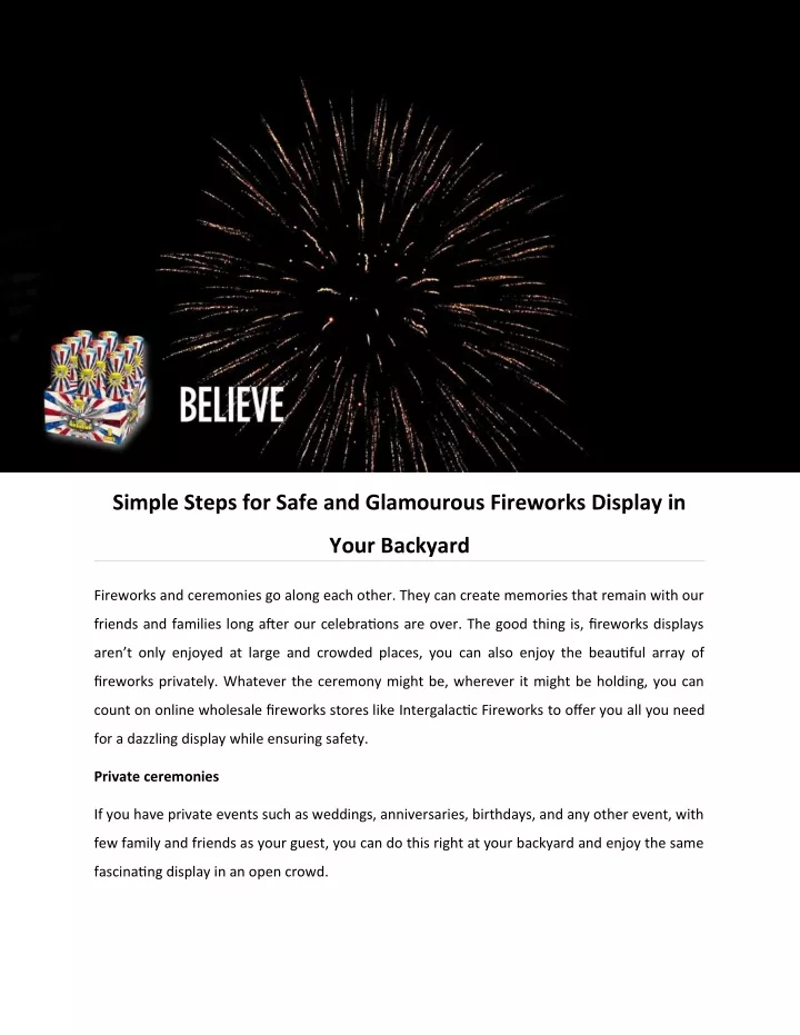 simple steps for safe and glamourous fireworks