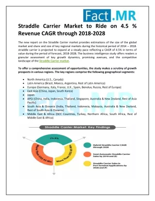 Straddle Carrier Market Global Demand, Research and Top Leading Player through 2018 to 2028