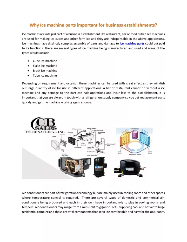why ice machine parts important for business