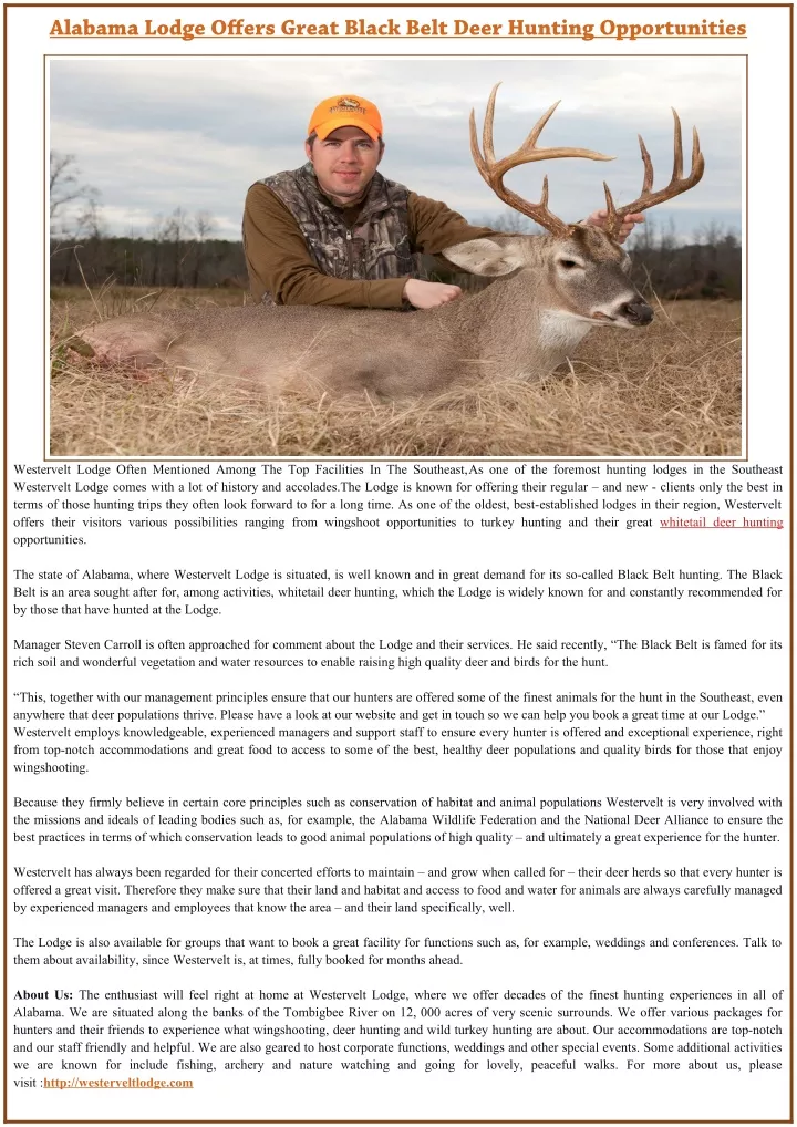 alabama lodge offers great black belt deer